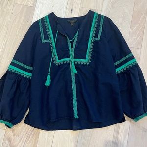 J. Crew cotton linen embroidered shirt